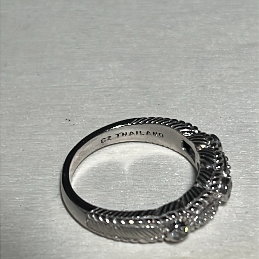 C111 Judith Ripka Sterling Silver Rope Band CZ  Ring Textured Design sz10 - Picture 5 of 8